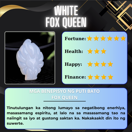 Lucky Fox Queen Stone - White