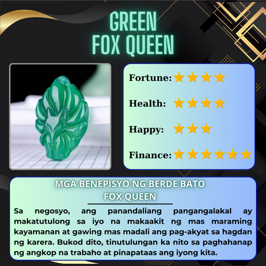 Lucky Fox Queen Stone - Green